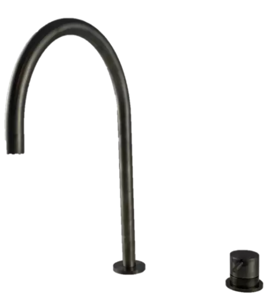 Waterevolution Flow 2-lyukú mosdócsaptelep PVD Gun Metal magas U 200mm kifolyóval T1122UGME