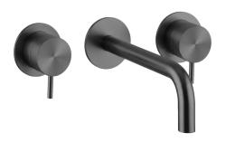 Waterevolution Flow 3 lyukú beépíthető mosdócsaptelep PVD Gun metal, 15 cm-es kifolyóval T1163FGME-15