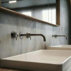 Waterevolution Flow 3 lyukas beépíthető mosdócsap PVD Gun metal, 21 cm-es kifolyóval T1163FGME-21