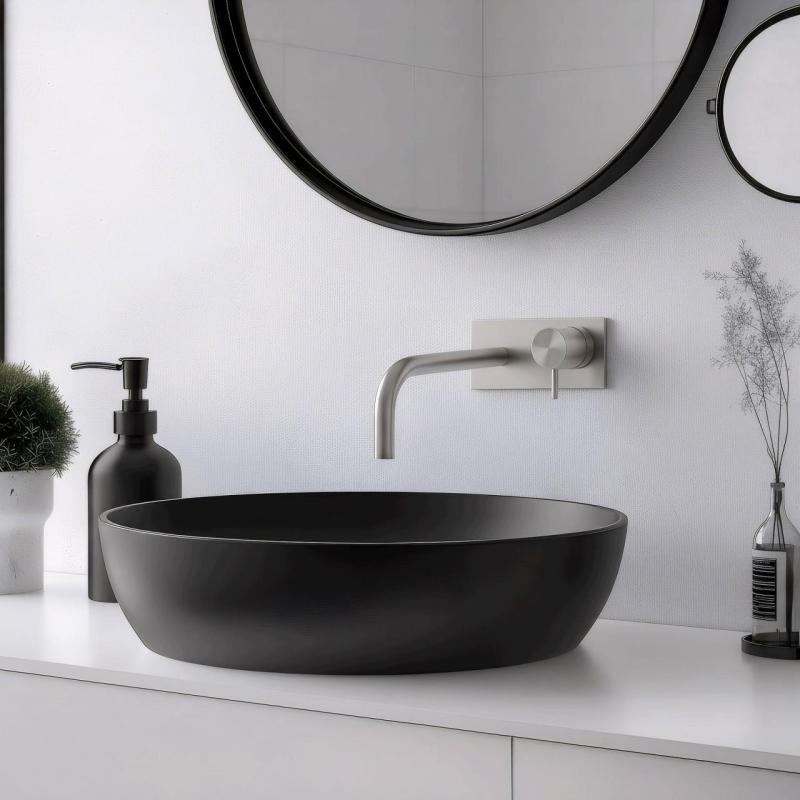 Waterevolution Flow beépíthető mosdócsaptelep fedőlappal, teljes egészében rozsdamentes acélból, 15 cm-es kifolyóval T1161BIE-15