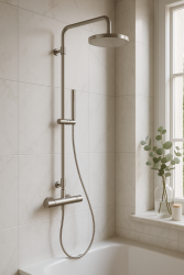 Waterevolution Flow zuhanyszett termosztáttal és esőzuhannyal, teljesen rozsdamentes acél, T141TIE