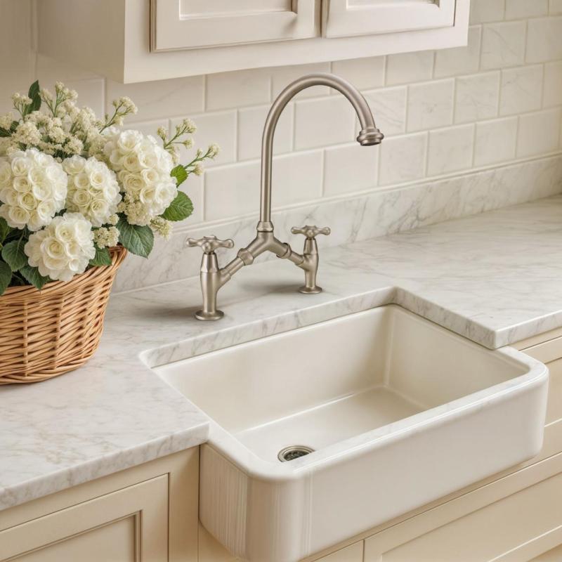 PB klasszikus Nosztalgikus klasszikus konyhai csaptelep rozsdamentes acélból, állítható középtávolsággal, 2 lyukú, 18-25 cm, 1208954353