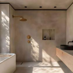 Waterevolution Flow beépíthető zuhanytermosztát 1 elzárócsappal, csiszolt sárgaréz