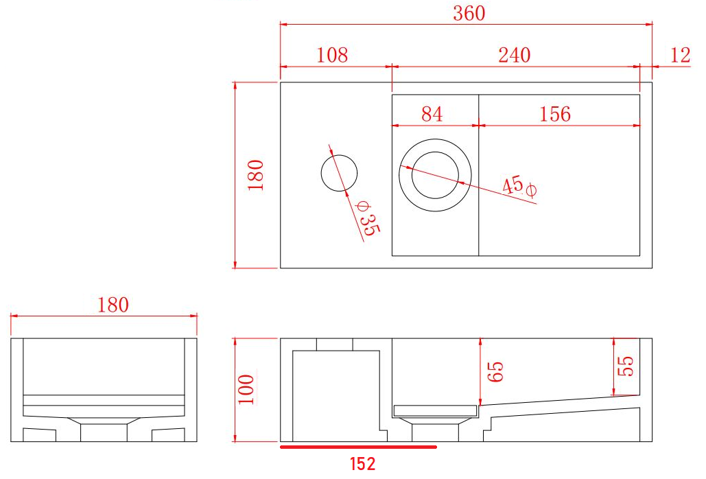 Solide-S Marmer solid surface fontein B36xD18xH10cm marmer mat zwart links met kraangat 1208954637