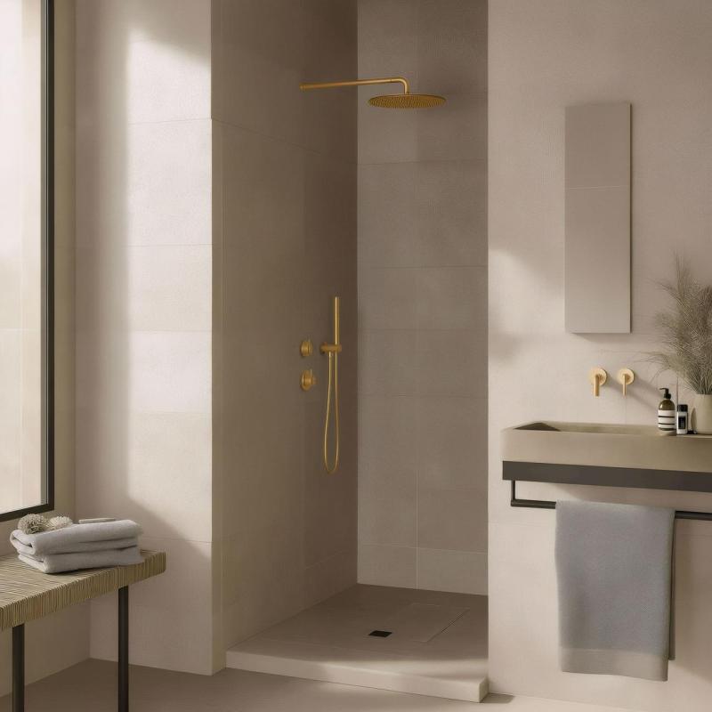 Waterevolution Flow beépíthető zuhanytermosztát 1 átállítócsappal, világos arany 1208954644