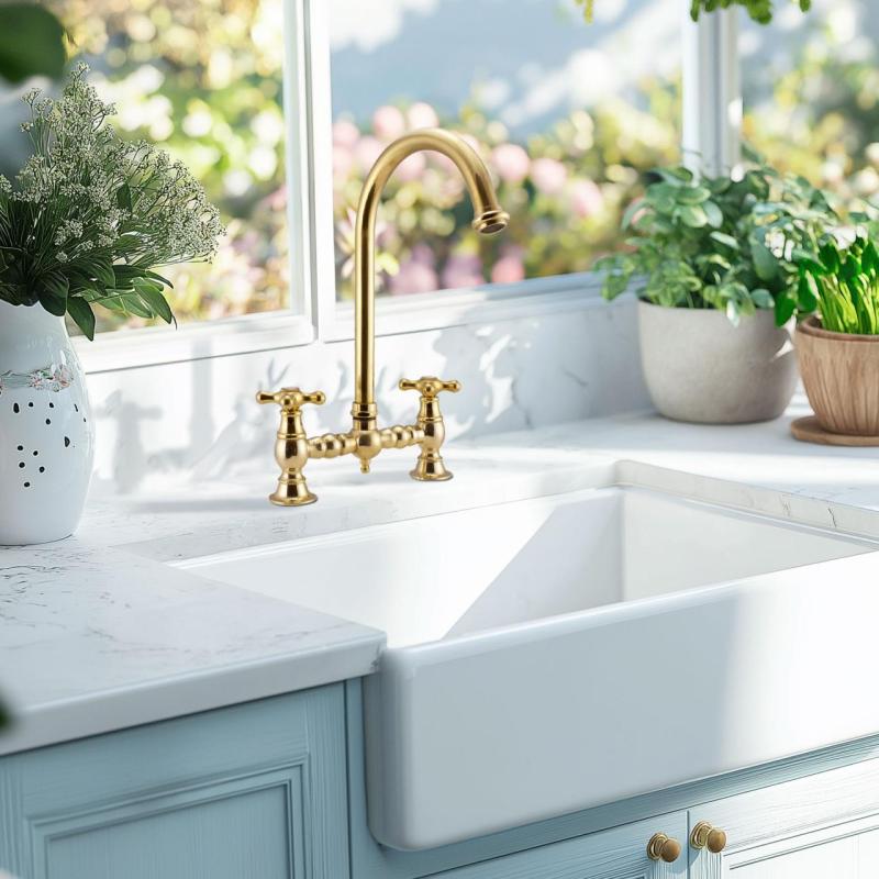 PB Nosztalgikus Hídkonyhai Csaptelep Réz Természetes kerek kifolyóval csillag gombokkal 1208954669