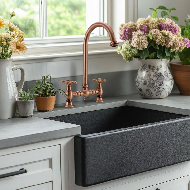 PB Nosztalgikus Hídkonyhai csaptelep réz kerek kifolyóval és csillag alakú fogantyúkkal 1208954670