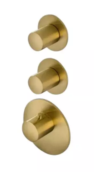 SB 316 AESTHETICS Ronde Inbouw Thermostaatkraan met 2 Uitgangen / 2 x Stopkraan PVD Goud Geborsteld 1208954944