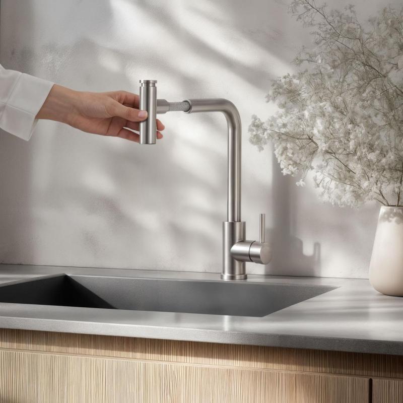 Quadri Cardiff keukenkraan met uittrekbare douche met 2 straalsoorten RVS 1208955914