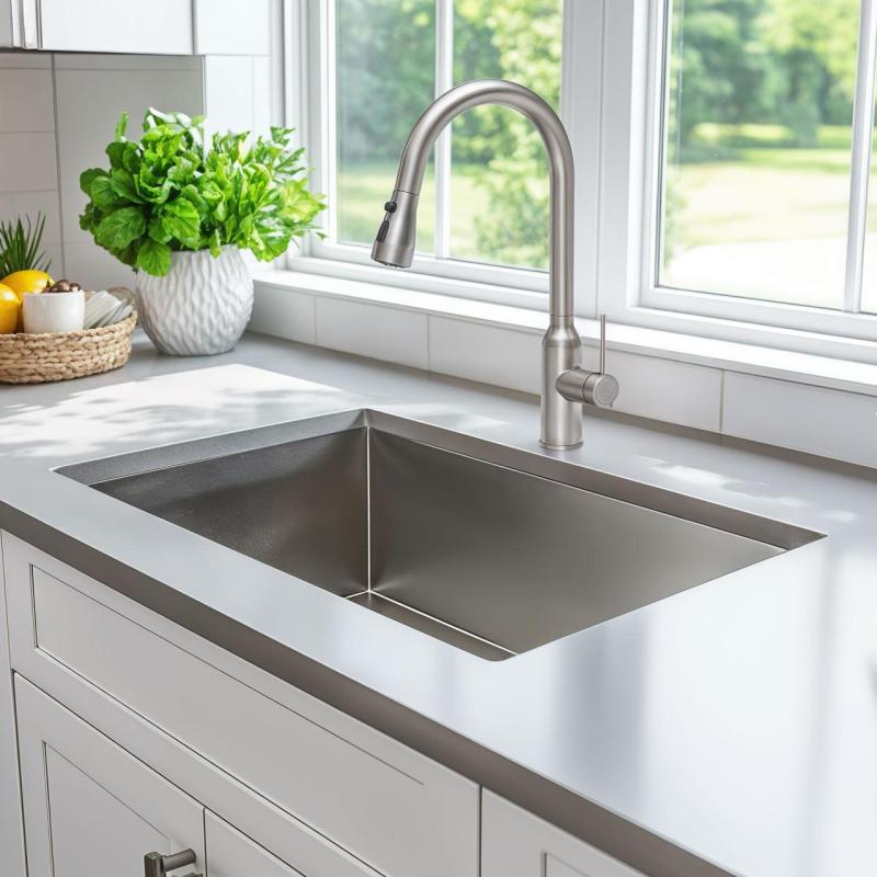 Quadri Stamford konyhai keverőcsaptelep rozsdamentes acélból, kivehető kifolyóval és permetező funkcióval 1208956096