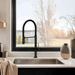 Quadri Brighton keukenmengkraan matzwart met flexibele uitloop zwart 1208956103