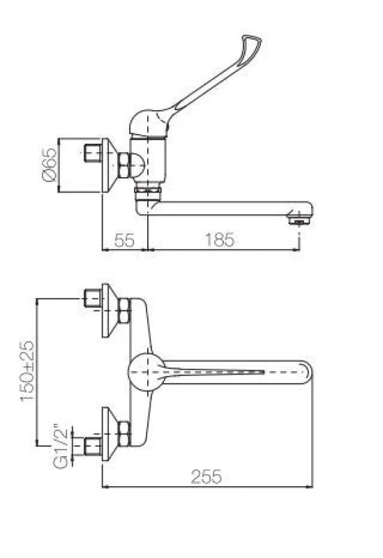 PB Clinic felhasználók számára tervezett fali konyhai csaptelep hosszú karral, króm 1208956271