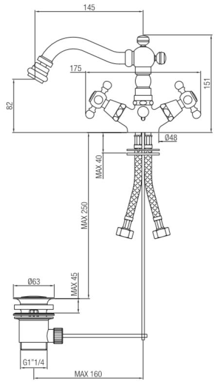 PB klasszikus bidetcsap 145 mm kifolyó Bronz