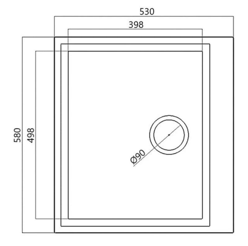 Fekete felépítményes mosogató 58x53 cm, csaplyukkal, rozsdamentes acél dugóval 1208956732