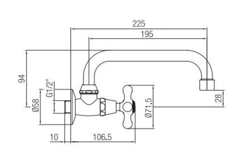 PB klasszikus fali csaptelep csillag alakú gombbal hideg vízhez és forgatható kifolyóval rozsdamentes acél 1208956898