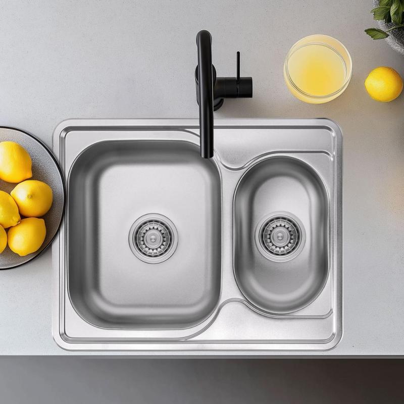 Ausmann Basic rozsdamentes acél 1,5 beépíthető mosogatótálca, megfordítható, 63x50 cm, szifonnal, 1208956969