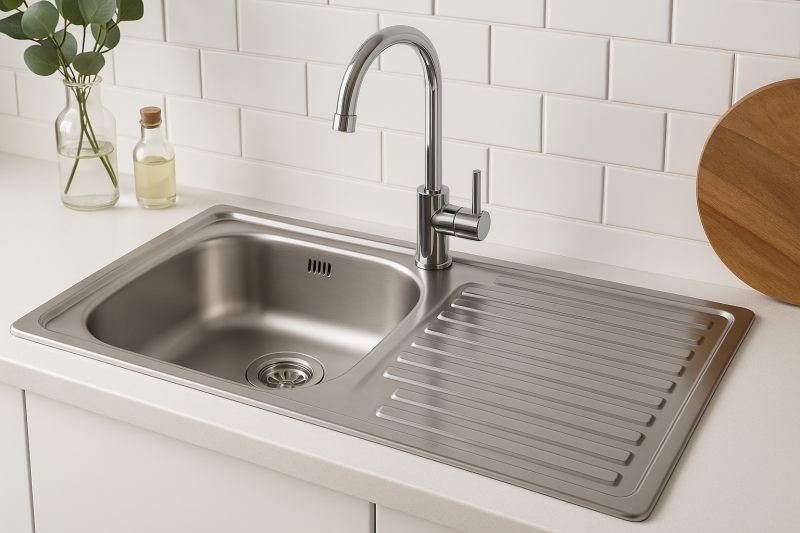 Ausmann Basic rozsdamentes acél felépített mosogatótálcsa csepegtetővel, megfordítható, 75x40 cm, szifonnal együtt 1208956996