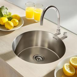 Ausmann Basic kerek rozsdamentes acél mosogató 43 cm beépítéssel, szifonnal együtt 1208956999