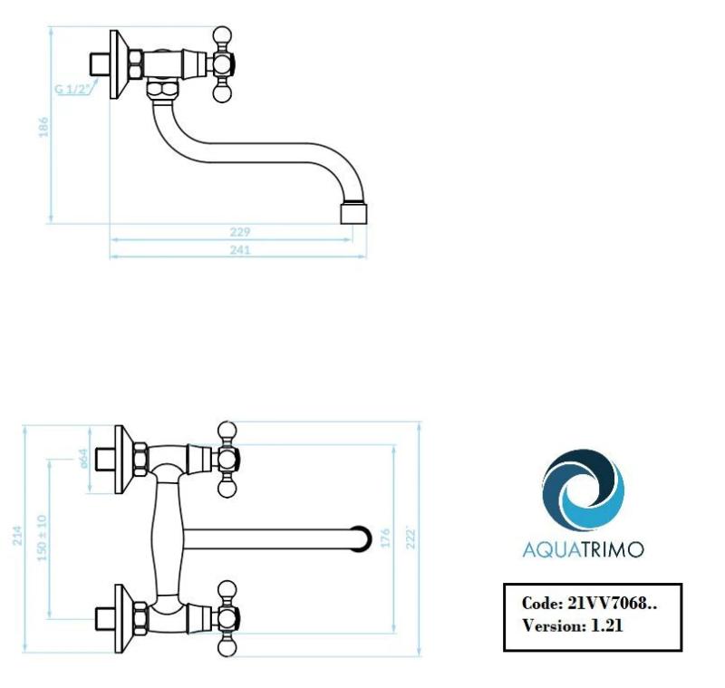 AquaTrimo Vivaldi klasszikus konyhai fali csaptelep bronz 21VV7068BN