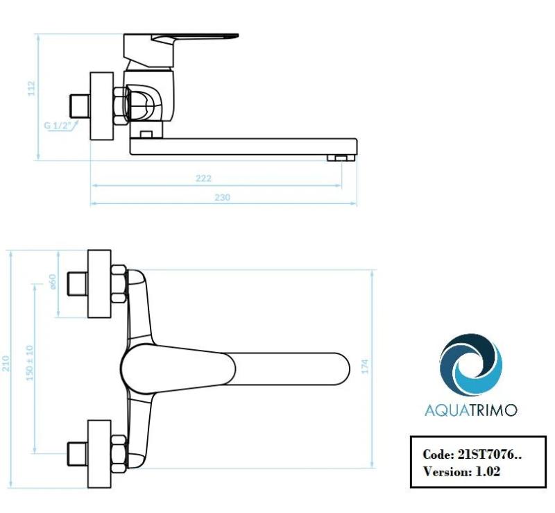 AquaTrimo Schubert egycsapos konyhai falikút króm 21ST7076CM