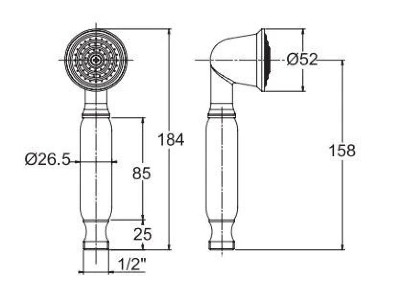 PB klasszikus bronz kézi zuhanyfej fehér fogantyúval 1208957104