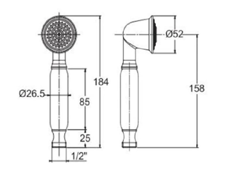 PB klasszikus rozsdamentes acél kézi zuhanyfej fehér fogantyúval 1208957105