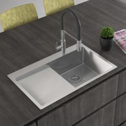 Ausmann Oder Blue roestvrijstalen gootsteen 78x50cm voor vlakbouw en opbouw met afdruipgedeelte 1208957121
