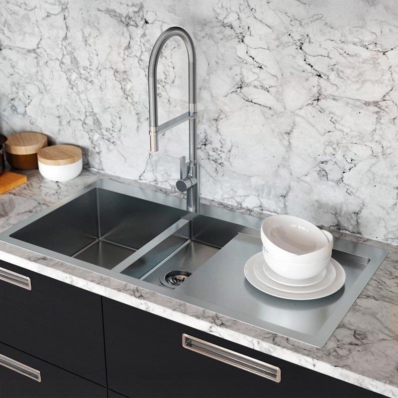 Ausmann Oder Blue 1,5 rozsdamentes acél mosogató 78x50cm felépítmény és munkalap szintű beépítés csepegtető résszel 1208957126