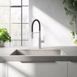 Quadri Chester keverőcsaptelep rugalmas kifolyóval és 2 sugárfajtás zuhannyal, rozsdamentes acél 1208957226