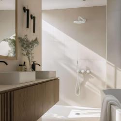 Waterevolution Flow beépíthető zuhanykészlet matt fehér, termosztátos esőzuhannyal és kézi zuhannyal 1208957344