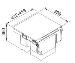 Franke Sorter Garbo 45-2 beépíthető hulladékrendszer 1 x 12 és 1 x 18 literes szemetes 1210200692