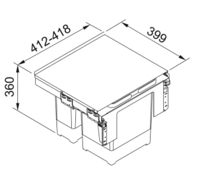 Franke Sorter Garbo 45-2 beépíthető hulladékrendszer 1 x 12 és 1 x 18 literes szemetes 1210200692