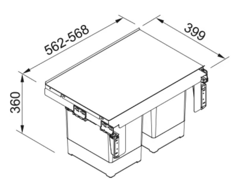 Franke Sorter Garbo 60-2 beépített hulladékrendszer 2 x 18 literes hulladékkuka 1210284027