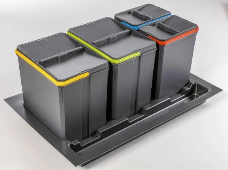 Garbi Basket B-80-4 szelektív hulladékgyűjtő rendszer 80 cm-es fiókhoz, tartóval és 4 hulladékgyűjtő edénnyel 1208957477