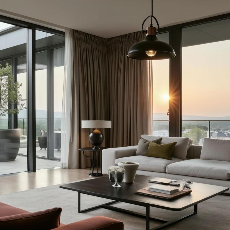 Decor Mees zwarte metalen hanglamp met kapbevestiging in de vorm van een petroleumlamp 2363