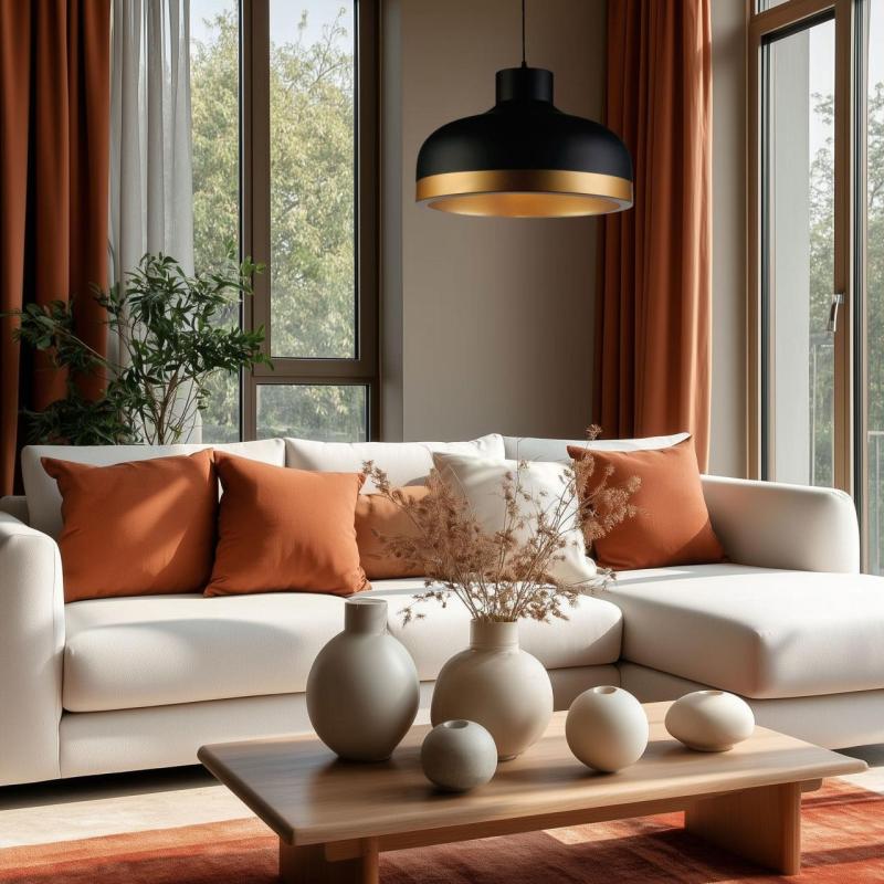 Decor Goldi fekete arany modern függőlámpa átmérője 42 cm 4113