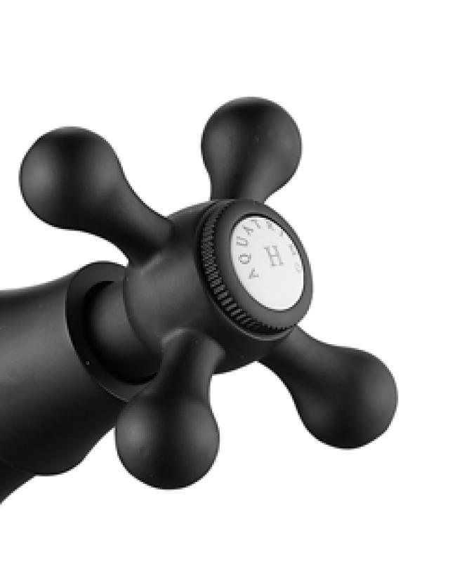 AquaTrimo Windsor klasszikus konyhai nosztalgikus konyhacsaptelep derékszögű kifolyóval, matt fekete 21WS7531SW