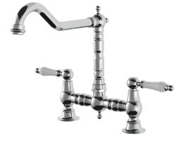 AquaTrimo Country 2 lyukas klasszikus konyhai nosztalgikus híd konyhacsaptelep derékszögű kifolyóval, króm 21CT7657CM