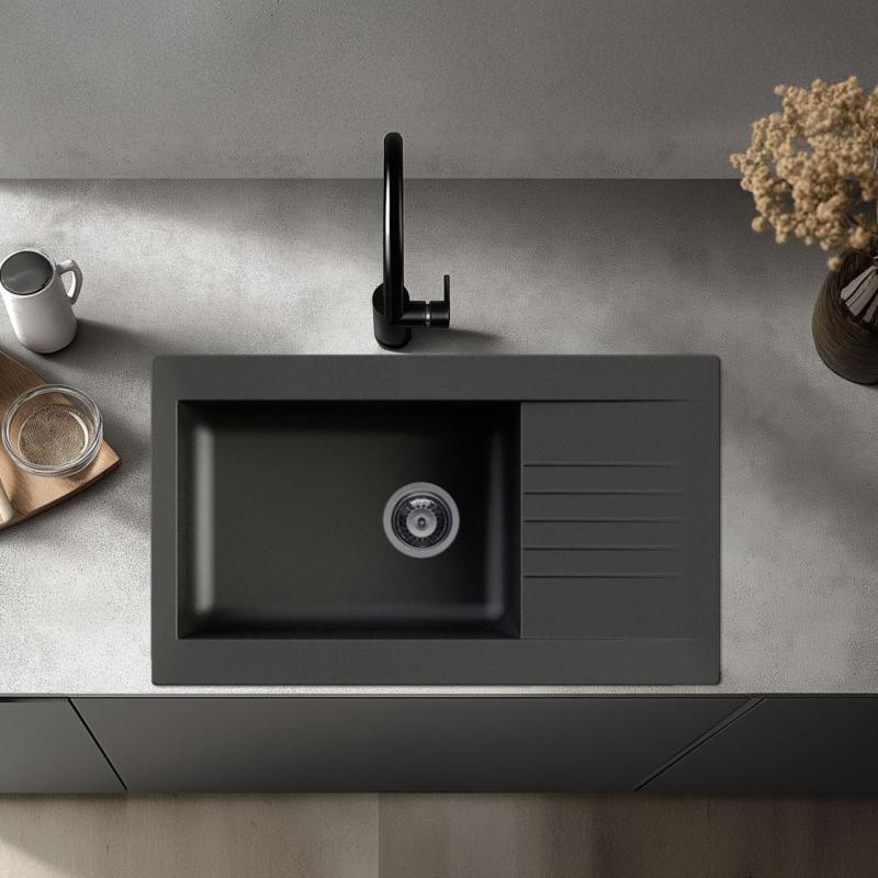 Ausmann Fibre fekete, megfordítható mosogató tálca csepegtetővel, 86x50 cm, 1208957665