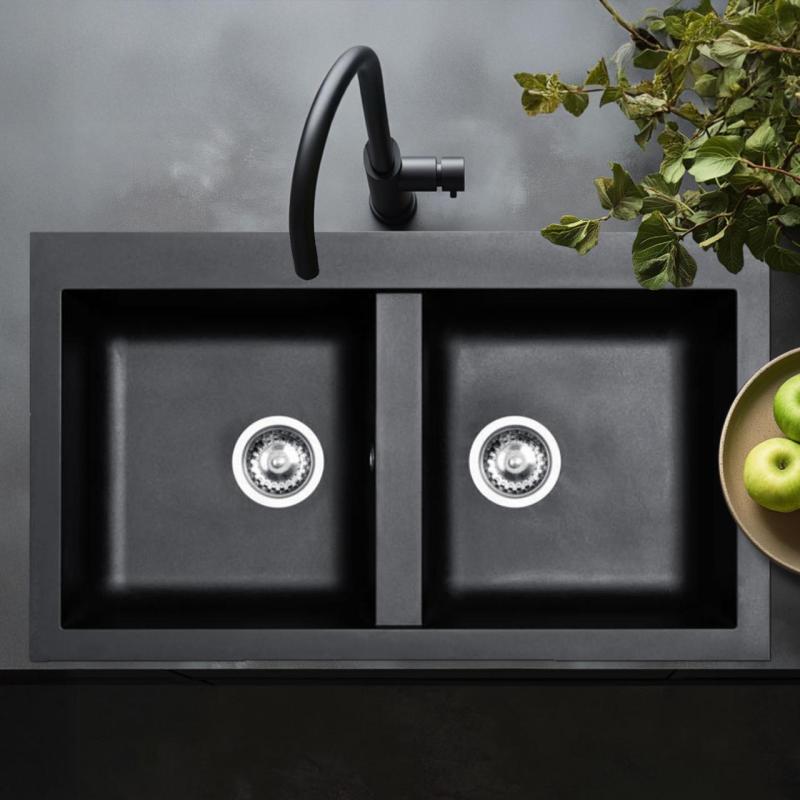Ausmann Fibre dupla mosogató fekete műanyagból, felépítés 86x50 cm 1208957669