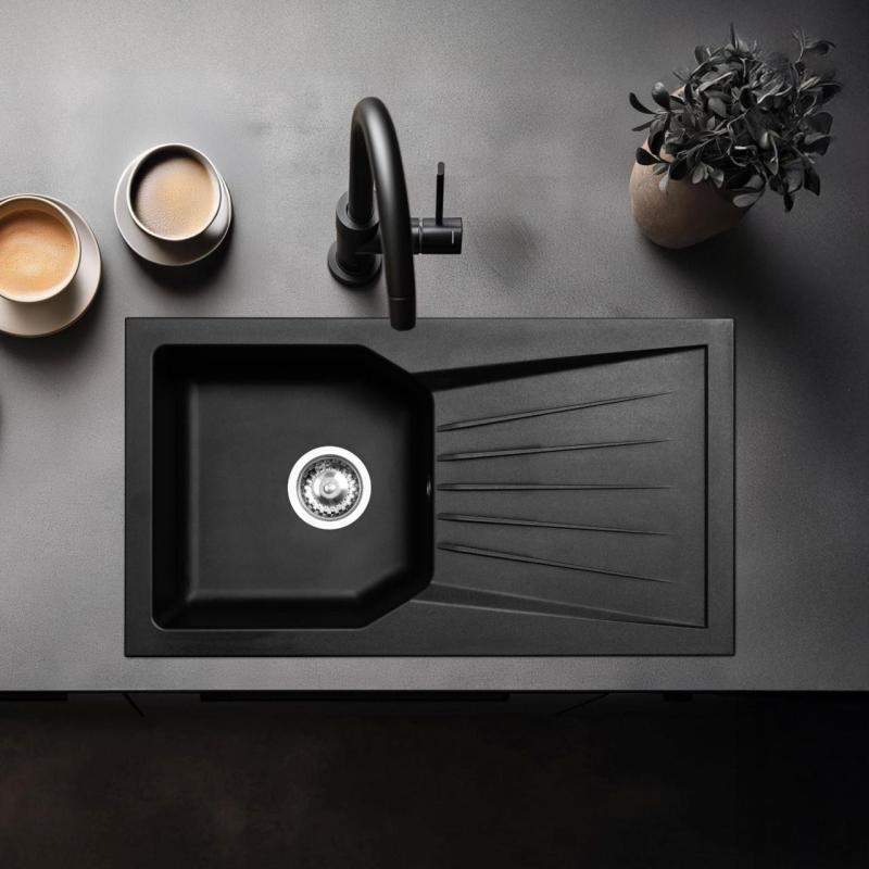 Ausmann Fibre 6 fekete, megfordítható mosogató csepegtetővel, beépíthető, 78x43,5 cm, 1208957670