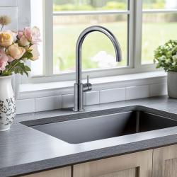 Aquadesign Spoelbakken pistoolmetaal RVS spoelbak antraciet kleur PVD 50x40 onderbouw vlakbouw en opbouw 1208957702