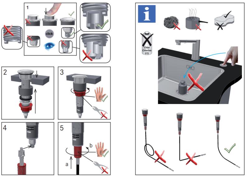 Franke lefolyókészlet mosogatókhoz integrált lefolyóval (turbó) automatikus ürítéssel és rozsdamentes acél nyomógombbal 1208957709