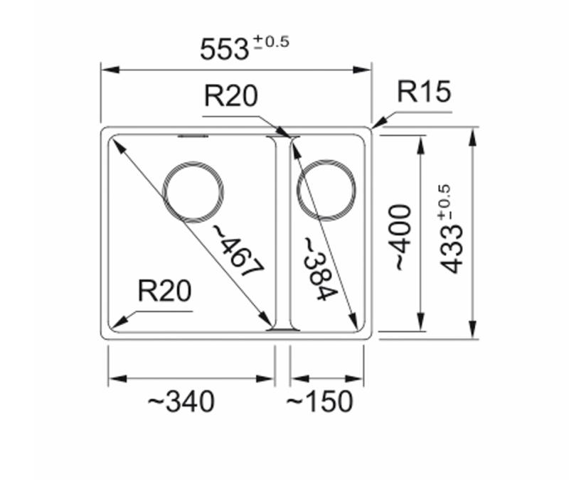 Franke Maris MRG 260-34-15 Fragranite Stone szürke mosogató Bal oldali lapba épített