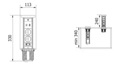 Indux Lift süllyeszthető védőföldelésű fehér konyhai konnektor munkalapba világítással, 2 x USB és vezeték nélküli töltés 1208957838