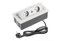 Indux Flip Medium konyhai dugalj földelt a munkalapon vagy felső szekrényben, fehér színű, 2 dugaljjal és 2 USB töltővel 1208957849