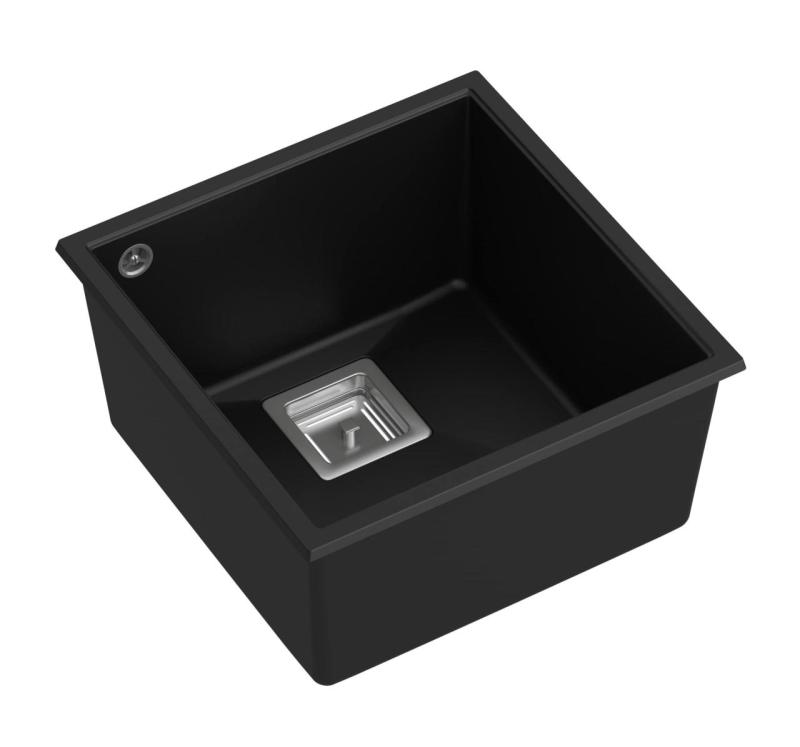 Quadri Quadrangle fekete gránit alatti mosogató 42x42cm rozsdamentes acél dugóval 1208957887