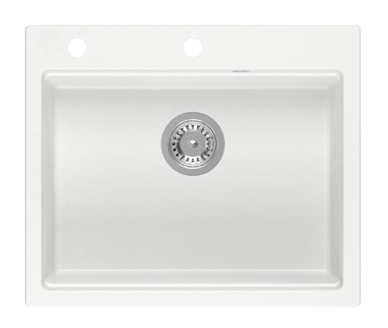 Quadri Durham fehér gránit felépítésű mosogató 595x500 szappanadagolóval, vágódeszkával, görgős matricával, betéttálcával és görgős matricával 1208957903