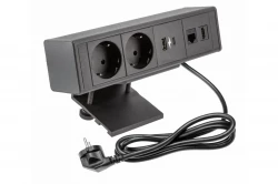 Indux Desk bureau of tafel mat zwart randaarde stopcontact (2x) met 1xUSB A, 1xUSB C, 1xRJ45 en 1xHDMI 1208957922