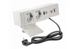 Indux Desk íróasztal vagy asztali alátét fehér földelt csatlakozóval (2x) 1xUSB A, 1xUSB C, 1xRJ45 és 1xHDMI csatlakozóval 1208957923